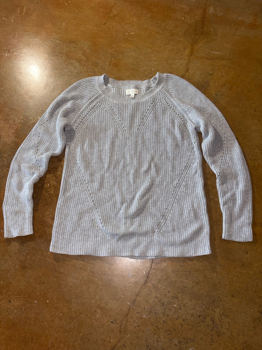 Lucky Brand Light Grey Ribbed Crewneck Sweater
